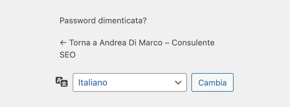 Selettore di lingua WordPress WP-Admin