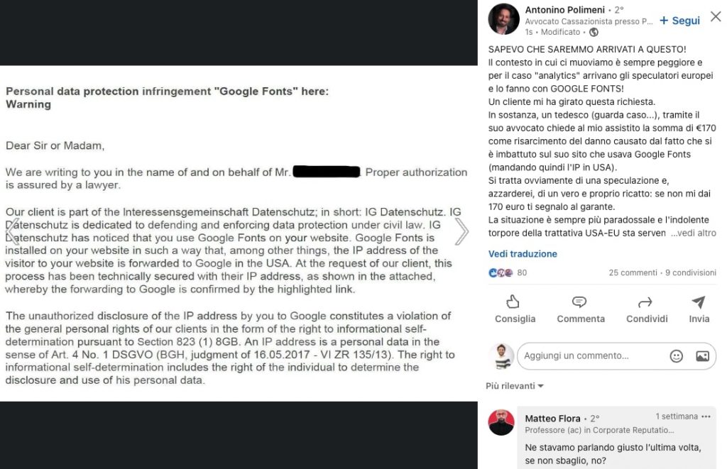 Google Web Fonts Multa GDPR