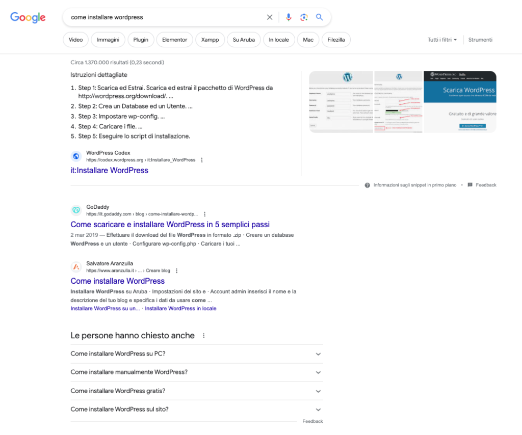 Esempio di keyword informazionale
