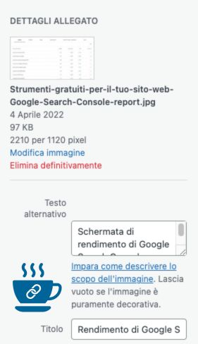 Come inserire l'attributo alt text su WordPress